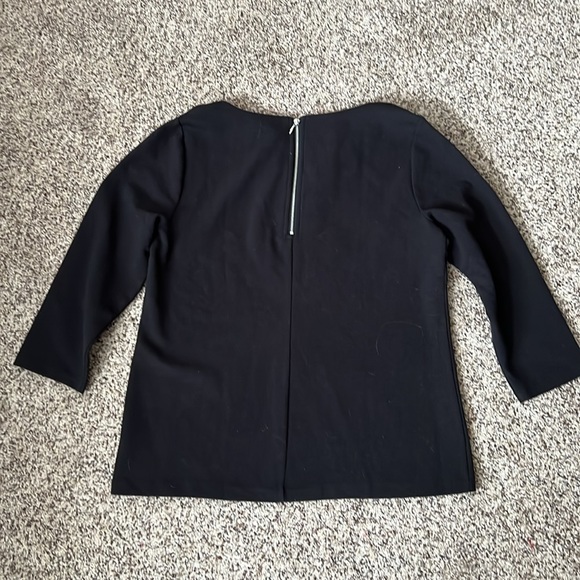 Talbots Black Textured Zip Back Top - Picture 3 of 7